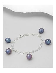 Tahiti (Dyed) Fresh Water Pearls Bracelet In 92.5 Sterling Silver