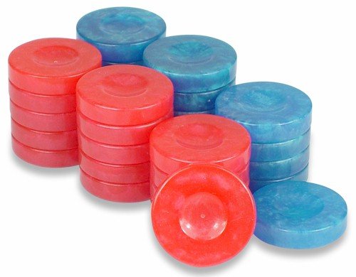413sJAfbwDL Mother of Pearl Design Backgammon Chips in Red & Light Blue   1.25