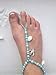 Blue Barefoot Sandals Beach Wedding Beaded Anklet with Starfish and Real Seashells - Set of 2