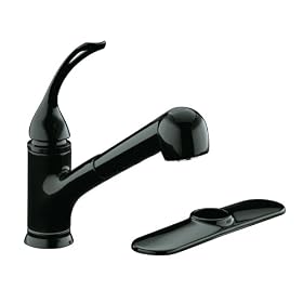 KOHLER K-15160-L-7 Coralais Single Control Pullout Spray Kitchen Sink Faucet, Black Black