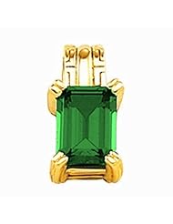 18K Yellow Gold Emerald Cut Chatham Created Emerald Pendant -- LIFETIME WARRANTY
