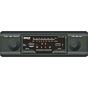 In-Dash Am Fm-Mpx Mp3 Shaft Style Dual Knob Radio With Usb Sd Card Amplifier Line Output by
