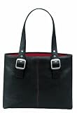 SOLO Classic Collection Ladies Laptop Tote, Padded Compartment Holds Notebook Computer up to 16 Inches, Black, Red Lining, K709-4/17