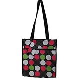 Black, White, Lime Green & Bright Pink Canvas Polka Dot Tote Bag