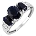 Ring With 2.90ctw Precious Stones - Genuine Diamonds, Sapphires Beautifully Crafted in 14K White Gold - Certificate Available.