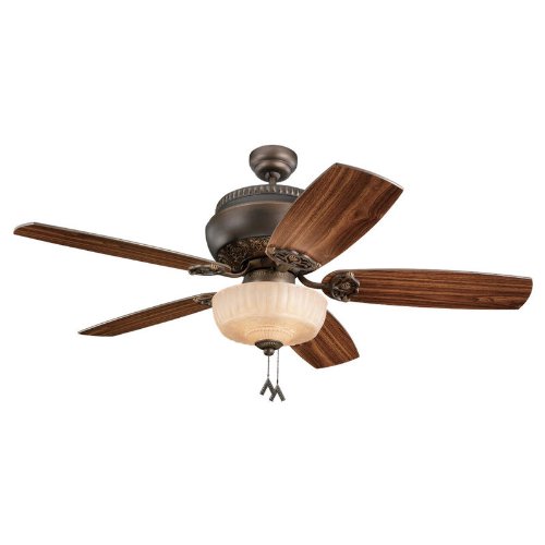 Monte Carlo 5AN52RBD Albany 52-Inch 5-Blade Dual Mount Ceiling Fan with Light Kit and American Walnut Blades, Roman Bronze