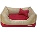 Blueberry Pet Fully Removable & Washable Dog Bed | Heavy Duty Dog Bed w/Durable YKK Zippers | Super Soft Dog Beds for Medium Dogs in Beige and Red Color | Cozy Dog Bed & Durable Dog Bed