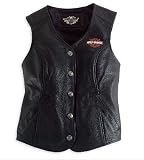 Harley Davidson Women's Stock Leather Vest. Embroidered Bar & Shield Logo. 98150-06VW
