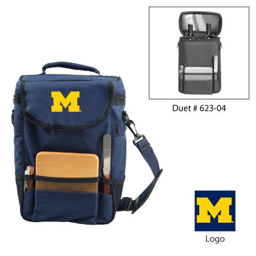 Michigan Wolverines NCAA Duet Wine and Cheese Tote (Navy) (Embroidered Logo)