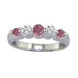 1 Ct.Five-Stone Pink & White Diamond Engagement Ring Bridal Style Round Cut in 14K White Gold