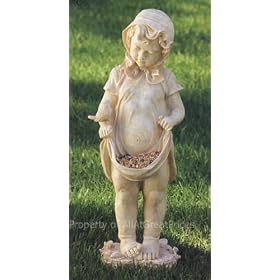 Country Girl Garden Statue BirdFeeder Bird Feeder Bath by Jed Mart