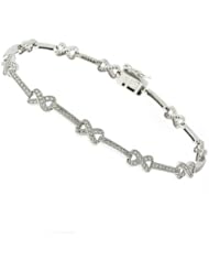 Ladies Silver Bracelet with White CZ Bows