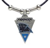 Carolina Panthers Leather Necklace w/Beads & Pewter Pendant - NFL Football Fan Shop Sports Team Merchandise