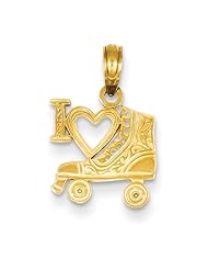 14K Yellow Gold I Heart Roller Skating Charm