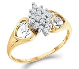 Cluster Diamond Ring Anniversary Womens 10k Yellow Gold (0.15 Carat)