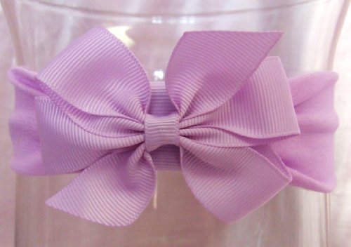 Nylon Baby Bow Headband (Lavender Band/Lavender Bow)