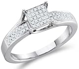 Diamond Engagement Ring Sterling Silver Anniversary Bridal (0.15 CT)