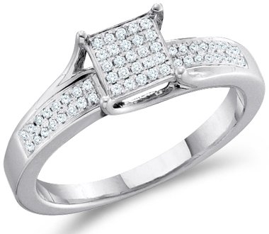 Diamond Engagement Ring Sterling Silver Anniversary Bridal (0.15 CT)
