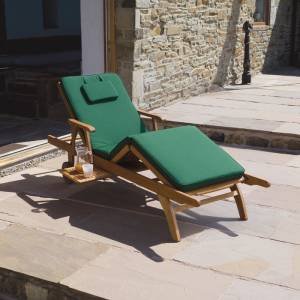 Cushion for Garden Patio Sun Lounger in Green, 