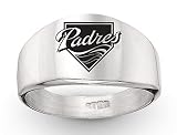 Sterling Silver San Diego Padres Logo Enamel Ring NEW