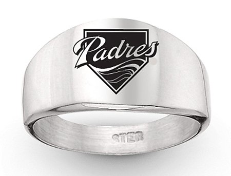 Sterling Silver San Diego Padres Logo Enamel Ring NEW