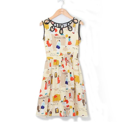 Fonk Store Small O-neck Collar Sleeveless Couples Dress Women's Clothing Lady Simple Skirt Blouse (Size : S)