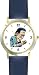 Frankenstein with Flower - WATCHBUDDY&reg; DELUXE TWO-TONE THEME WATCH - Arabic Numbers - Blue Leather Strap-Size-Large ( Men's Size or Jumbo Women's Size )