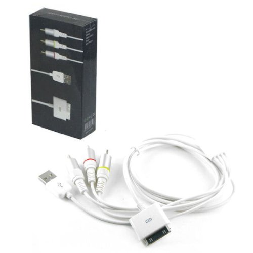 Composite AV Cable (NOT for Firmware Version 2.2) + USB for iPhone 3G 2G 1G, iPod Nano 3G 3th, iPod Nano 4G 4th Chromatic, iPod Touch 1G 2G, iPod Classic 80GB/160GB/120GB (NOT for Firmware Version 2.2)