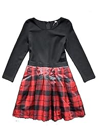 Long Sleeves Vintage Cotton/Polyester Plaid Print Knee Length  Dress