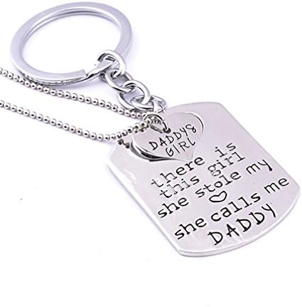 Clara Jewel Father's Day Gift She Stole My Heart Necklaces She Calls Me Daddy keychain Necklace