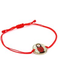 Mercedes Salazar "Multicharms" Matrioska Coin with Adjustable Red Cord Bracelet