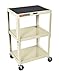 H WILSON W42AOWE Adjustable-Height Cart, Swivel Casters 4", 24" x 18" Shelf, Putty