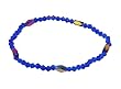 Anklet - A29 - Plated and Faceted Glass Beads - Stretch ~ Cobalt Blue