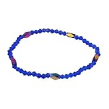 Anklet - A29 - Plated and Faceted Glass Beads - Stretch ~ Cobalt Blue