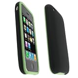 Durable Flexible Soft Black / Green Trim Silicone Skin Case for Apple 2nd Generation iPhone 3G by Eforcity