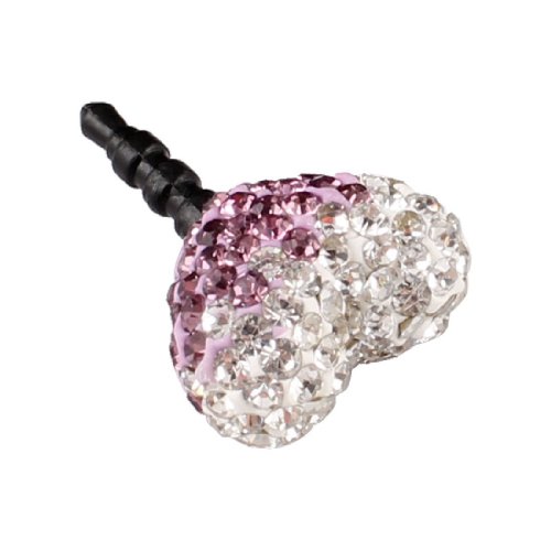 niceeshop(TM) Pink Bling Crystals Heart Shaped Cellphone Charms Universal 3.5mm Dust Plug For iPhone Samsung iPod HTC