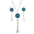 Necklace Earring Blue Turquoise Resin Silver Pearl CZ Agate Crystal Gift Set Bucasi