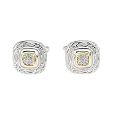 14K Yellow Gold and Sterling Silver 1/4 ct. Diamond Mens Cuff Link