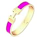 Gotomore 2015 Summer Popular Stylish Stainless Steel Anti-allergic H-shaped Buckle Bracelet Bangle -Gold + Pink/Purple