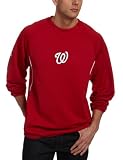 MLB Men's Washington Nationals Long Sleeve Crew Neck Thermabase Tech Fleece Pullover by Majestic (Pro Scarlet/Pro White, Large)