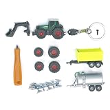 Mini Fendt Favorit 930 W / Front Loader and Double Wheels Trailer, Plough - B0009U7JPA