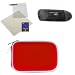 GTMax 3pcs Red Zipper Pouch Case + USB Memory Card Reader + LCD Screen Protector for Nikon COOLPIX L28, L26, L24, S5200, S6500, S4200, S6400, S01, S3300, S4300, S6300, S6200, S3100, S4100