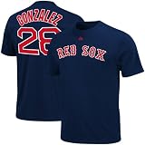 MLB Majestic Adrian Gonzalez Boston Red Sox #28 Youth Name & Number T-shirt - Navy Blue (X-Large)