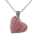 Sterling & Carved Rhodonite Heart Pendant Necklace