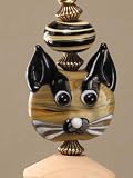 A Curious Cat Lampwork Glass and Wood Light / Ceiling Fan Pull Chain