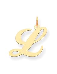 14k Yellow Gold Small Fancy Script Initial L Letter Charm YC650L
