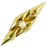 14K Antique Retro Modern Pearl Brooch, circa 1940s