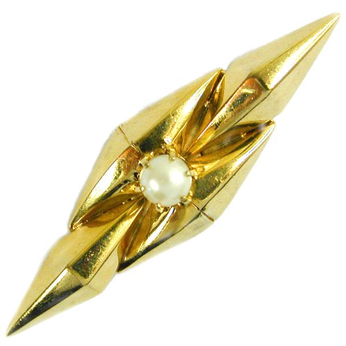 Childrens Toyshop  Jewelry : 14K Antique Retro Modern Pearl Brooch, circa 1940s