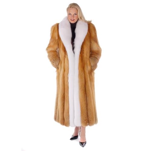 Red Fox Fur Coat - White Fox Trim Plus Size