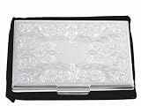 Personalized Nickel Plated Embossed Scroll Business Card Case with Free Engraving & Shipping
